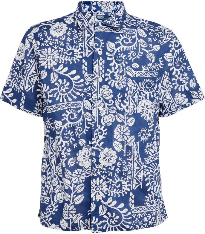 Mode Shirts Batik shirts Mexx Batik shirt blauw-lichtgrijs volledige print casual uitstraling