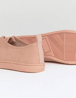 ASOS Design Lace Up Sneakers In Pink Suede