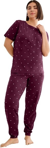 Ellos EllosCottonSpandexVneckShortSleeveTeeAndPullOnShortsSleepSet-22/24,MidnightBerryDot