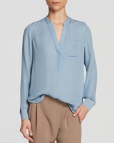 Thumbnail for your product : Vince Blouse - Rib Trim Half Placket Silk