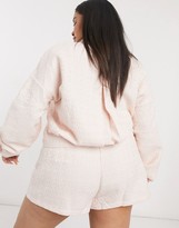 Thumbnail for your product : Saint Genies Plus boucle gold button trucker jacket in pink fleck