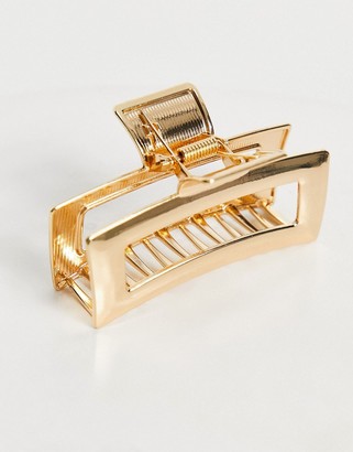 ASOS DESIGN hair clip in open rectangle shape in gold tone
