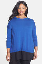 Thumbnail for your product : Halogen Woven Hem Layered Look Sweater (Plus Size)