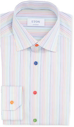 Eton Men's Rainbow-Striped Contemporary-Fit Dress Shirt