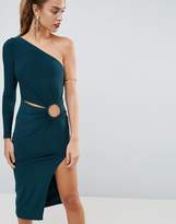 Thumbnail for your product : ASOS Design One Shoulder Ring Detail Midi Bodycon Dress