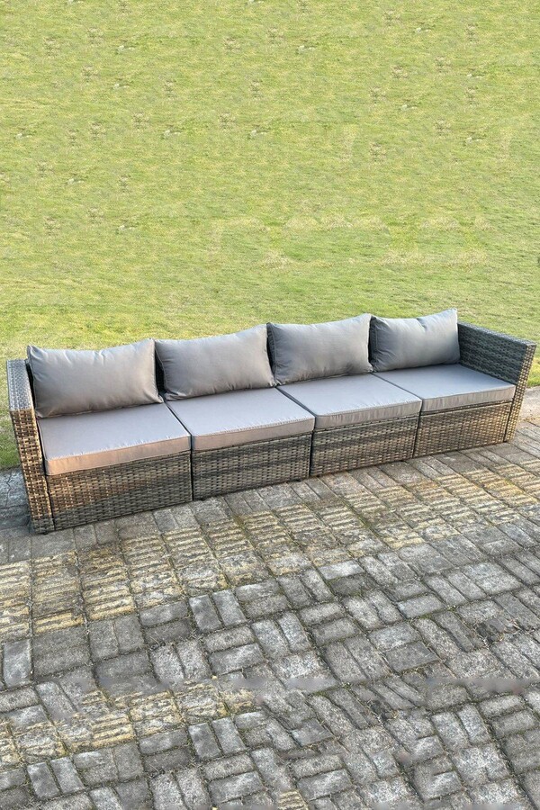 Fimous 4 PC Modular Rattan Garden Furniture Sofa Set Corner Sofa