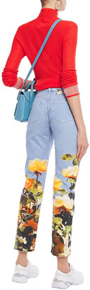 MSGM Cropped Floral-print Mid-rise Straight-leg Jeans
