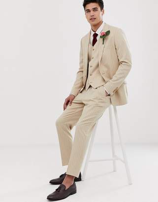 ASOS Design DESIGN cigarette suit trousers in cream pinstripe