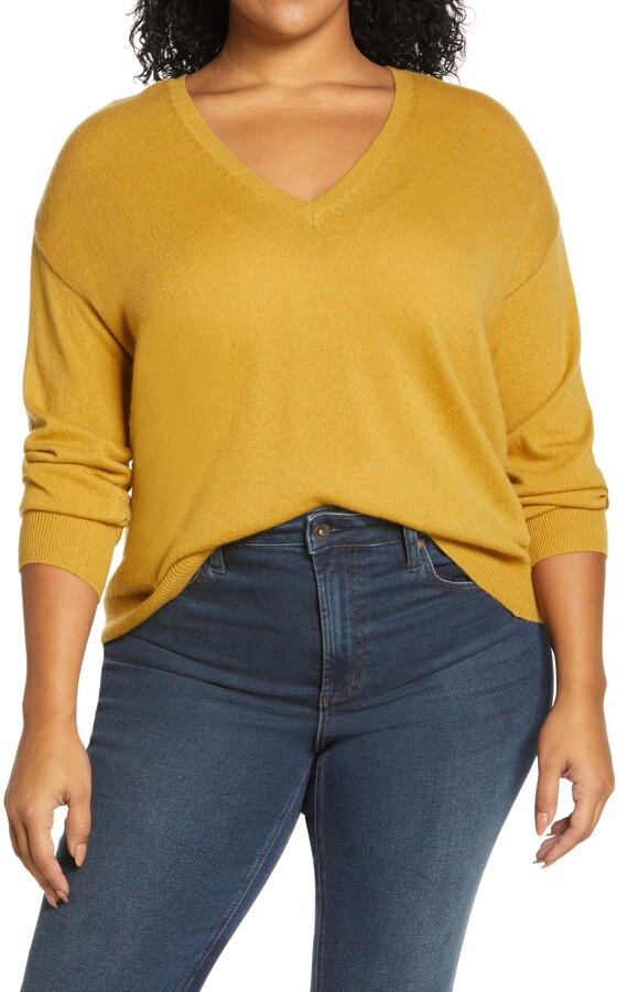 mustard yellow v neck sweater