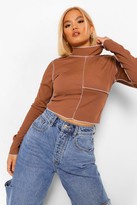 Thumbnail for your product : boohoo Petite Contrast Stitch Long Sleeve Top