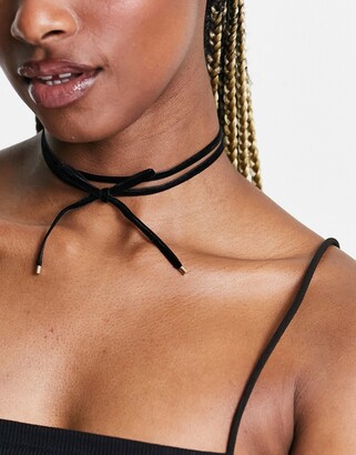 ASOS DESIGN multirow cord choker necklace in black - ShopStyle