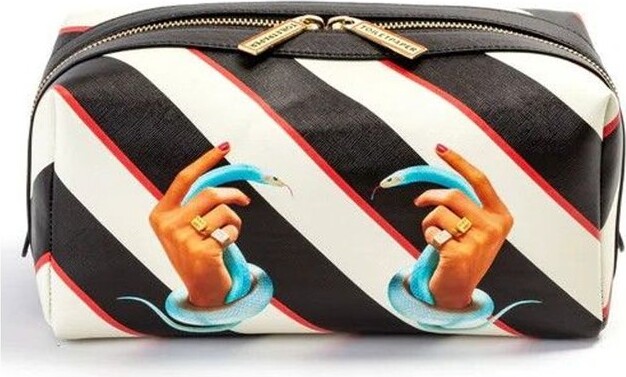 Seletti Stripes Hands With Snakes Wash Bag