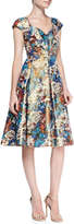 Thumbnail for your product : Tracy Reese Cap-Sleeve Floral Metallic Dress