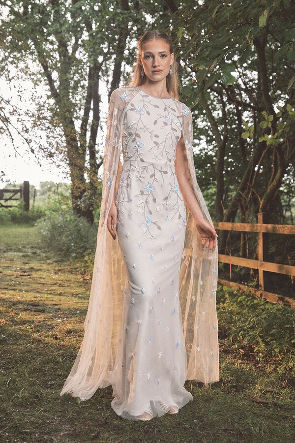 Wedding Dress Reiss Flora Feather Dress Ivory Embellished Dress