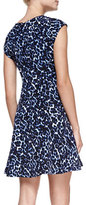 Thumbnail for your product : Rebecca Taylor Lynx-Print Flared V-Neck Dress