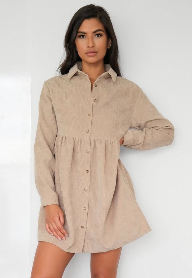 oversized cord shirt dress