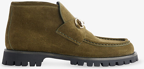 Gucci Womens Luscious Green Horsebit Suede Boots Eur 39 / 6 Uk Women