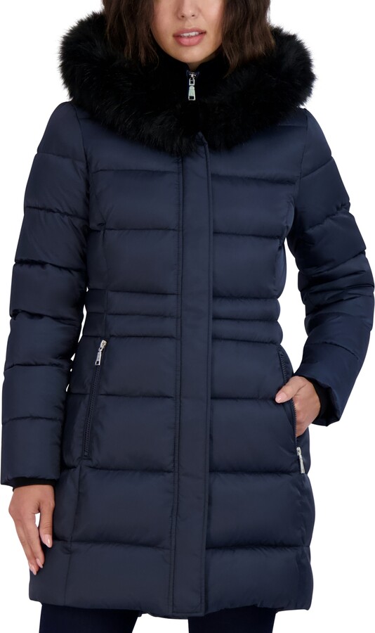 tahari ruffle puffer
