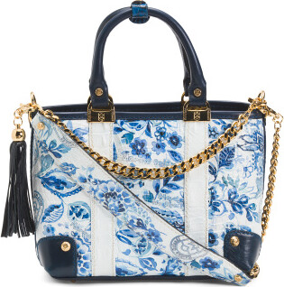 TJMAXX Leather Hand Painted Satchel Leather/Gold