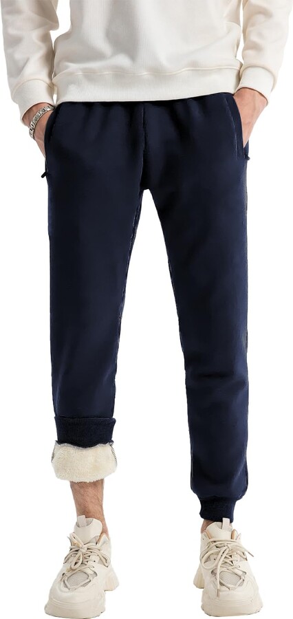 Casual Pants Fur Lined Joggers Mens Mens Fleece Lined Sweatpants