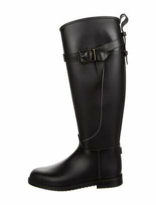 belt detail check and rubber rain boots