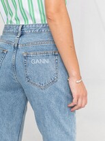 Thumbnail for your product : Ganni Logo Print Slit-Detail Jeans