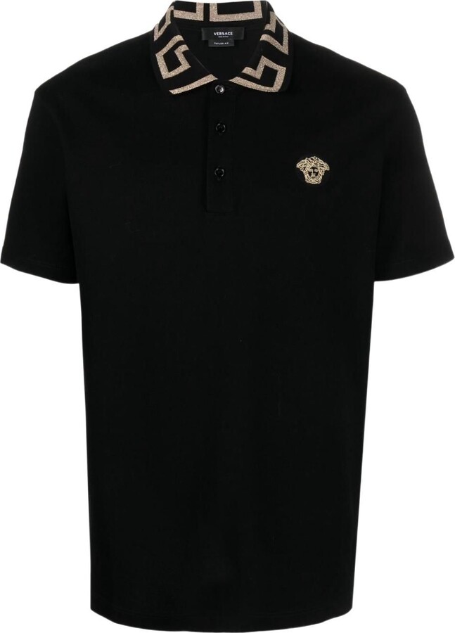 Versace Men's Black Other Materials Polo Shirt - ShopStyle