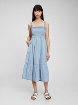 Thumbnail for your product : Gap 100% Organic Cotton Smocked Midi Tank Dress with Washwell