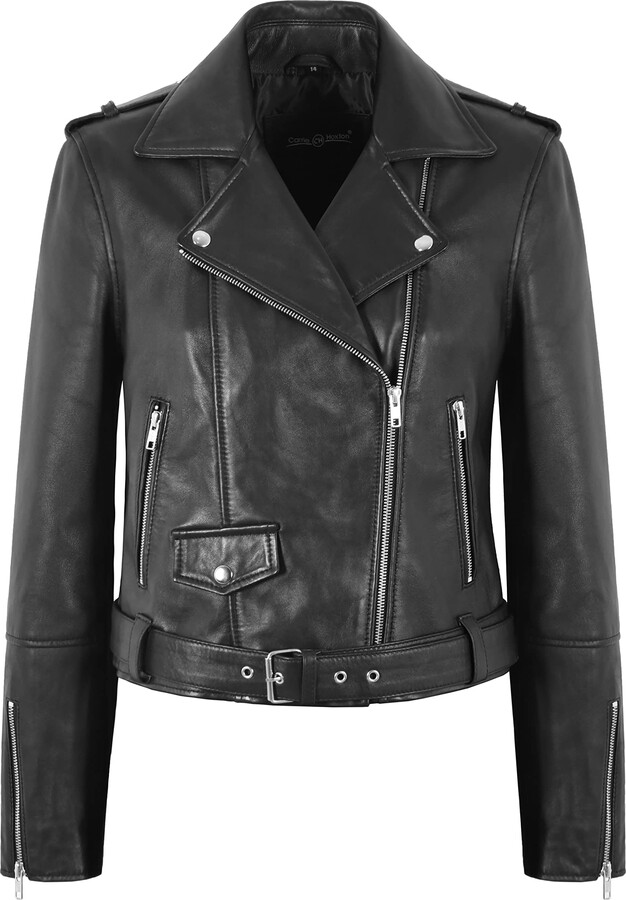 Carrie CH Hoxton Women's Marlon Brando Real Leather Jacket Black ...