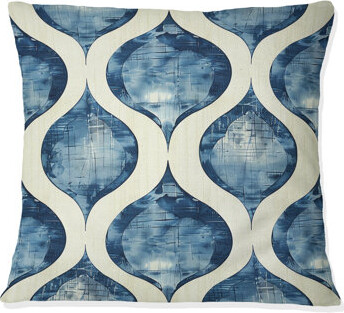 Blue Ogee Patterns V - Midcentury Throw Pillow