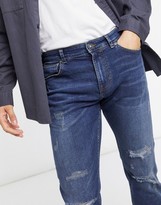 Thumbnail for your product : New Look slim jeans with rips in mid blue