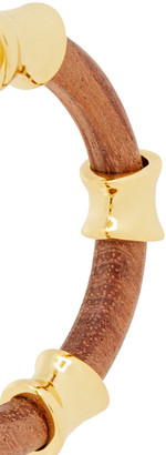 Noir 14-karat Gold-plated Wood Hoop Earrings