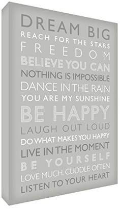 Feel Good Art Gallery Wrapped Box Canvas with Solid Front Panel (60 x 40 x 4 cm, Grey, Be Happy from the Inspiration Collection)