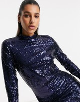 Thumbnail for your product : Club L London Club L sequin high-neck sequin mini dress in navy