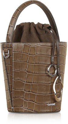 Cafune Walnut Embossed Leather Mini Bucket Bag