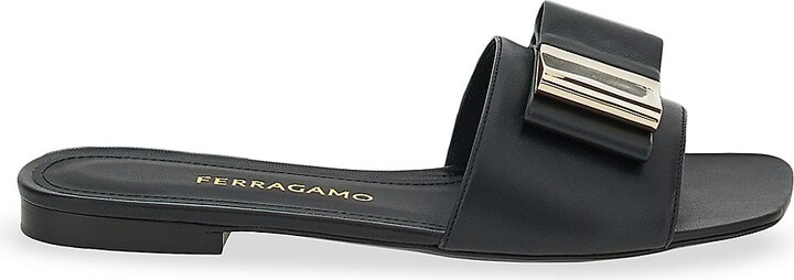 サンダル・ミュール Ferragamo SANDALS WOMAN LYANA Ferragamo Women's Lyana Leather Slide Sandals - Black - Size