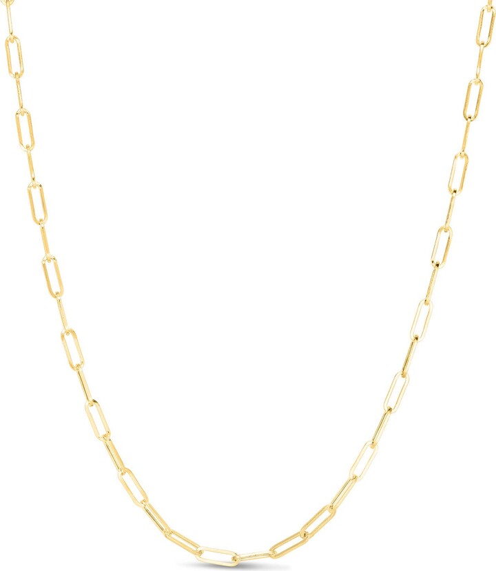 Queen Jewels 14K Gold Paper Clip Chain Necklace