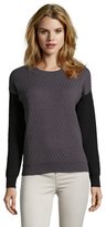 Thumbnail for your product : Romeo & Juliet Couture iron and black quilted knit colorblock sleeve sweater