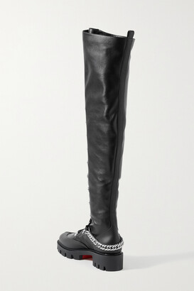 Christian Louboutin Horse Chain-embellished Leather Over-the-knee Boots - Black