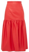 Thumbnail for your product : Christopher Kane Gathered Leather Midi Skirt - Red