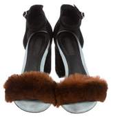 Thumbnail for your product : Alexander Wang Fox Fur-Trimmed Ankle Strap Sandals