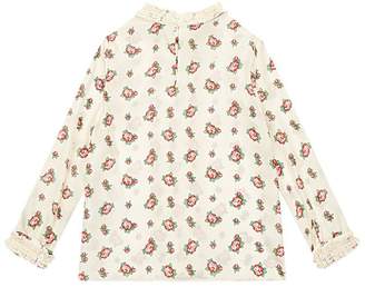 Gucci Rosebud Silk Long Sleeve Shirt
