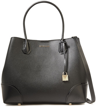 MICHAEL Michael Kors Patent-trimmed Textured-leather Tote