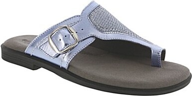 SAS Market Metallic Leather Toe Thong Sandals