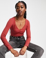Thumbnail for your product : Gilli long sleeve bodysuit in rust