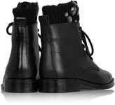 Thumbnail for your product : Markus Lupfer Embellished ribbed-knit and leather ankle boots