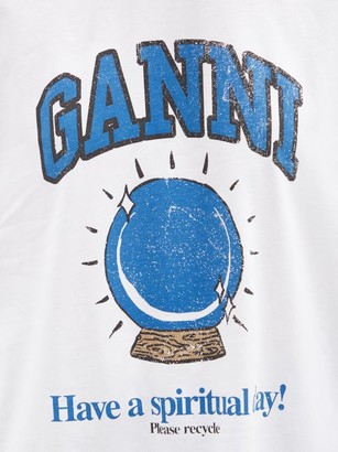 Ganni Crystal-ball Print Cotton-jersey T-shirt - White Multi