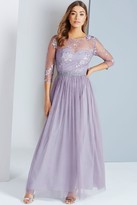 Thumbnail for your product : Little Mistress Little Mistress Grey Lace And Embroidered Maxi Dress