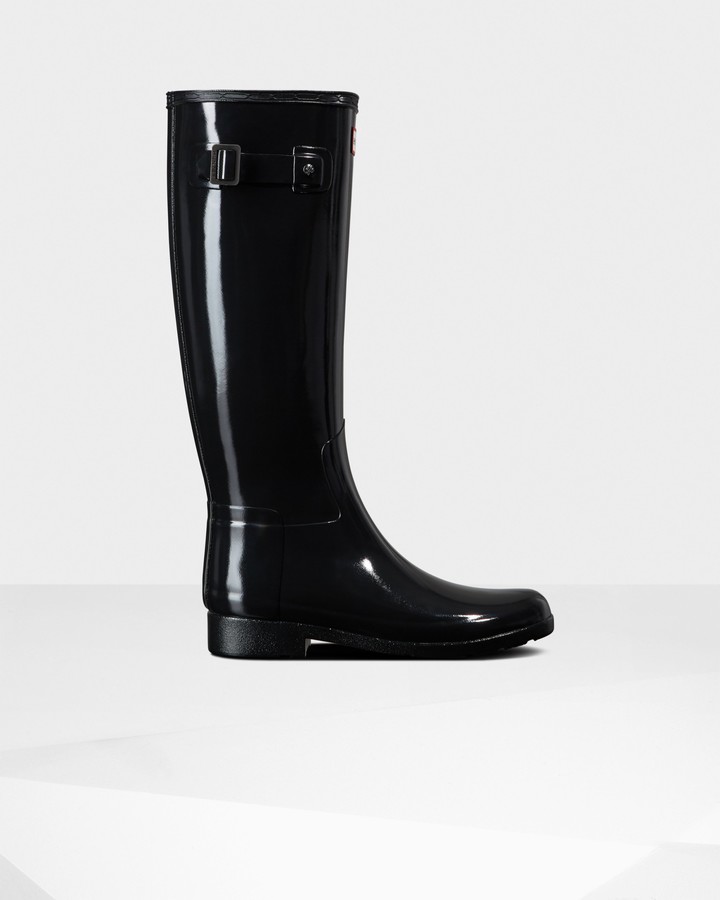 Hunter Women's Refined Slim Fit Tall Gloss Wellington Boots - ShopStyle