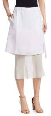 Helmut Lang Linen Layered Midi Skirt
